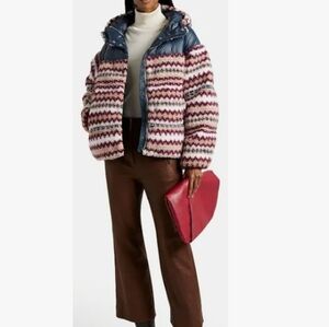 rag & bone Blue and Pink Striped Puffer Jacket